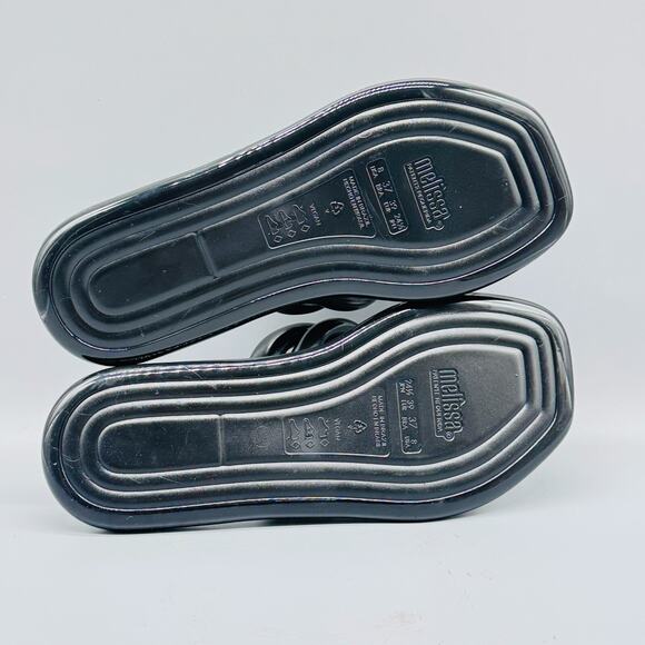Melissa Sandals Womens 8 Black Clear Jelly Airbubble Slide Double Strap Flat - Picture 8 of 10